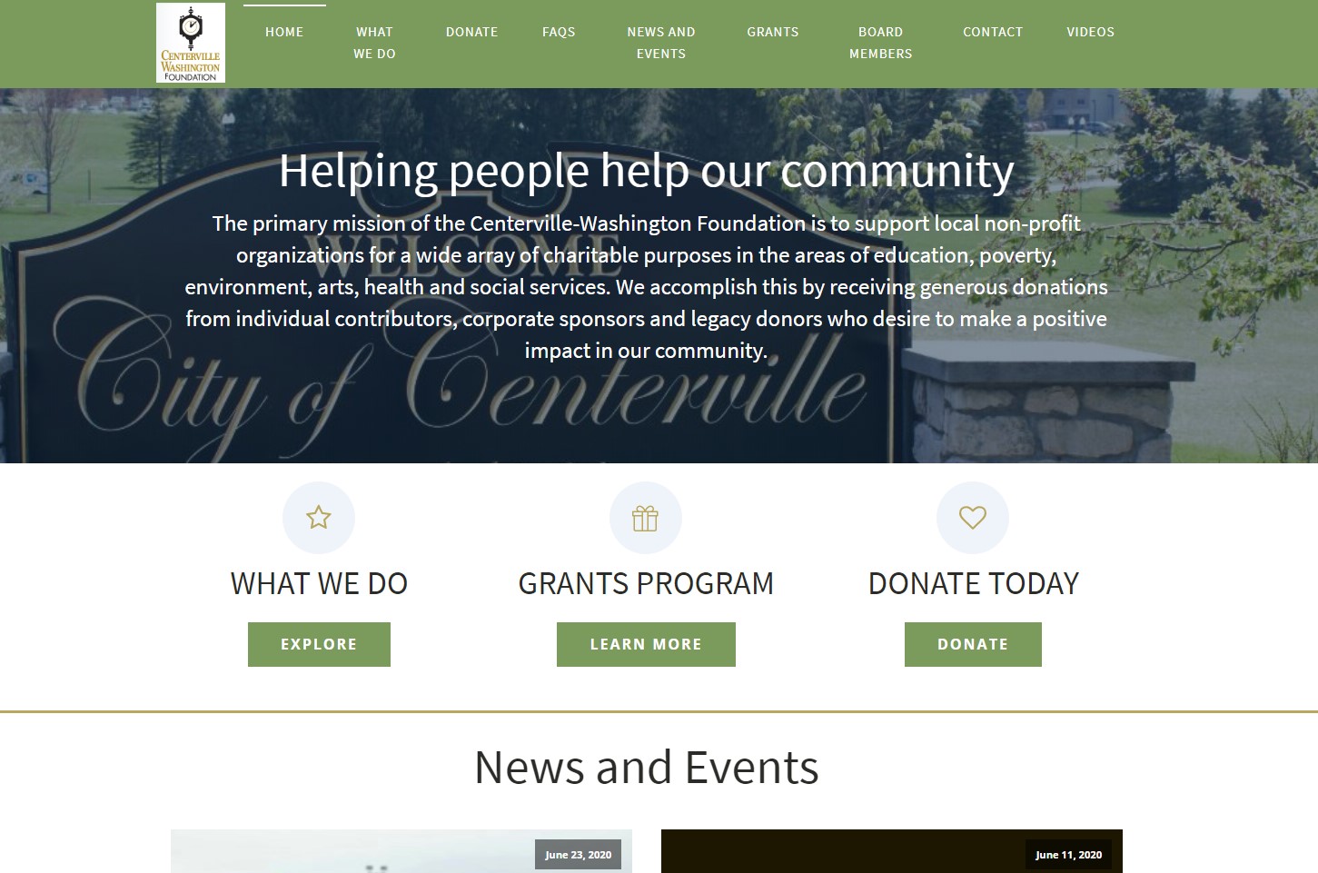Centerville Washington Foundation homepage
